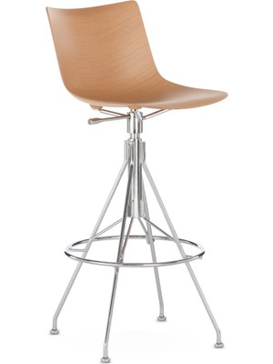Kartell C. Koya Wood Açık Ahşap Krom Bar Sandalyesi