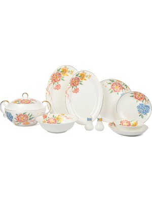 Mikasa Moor Golden Petal 56 Parça 12 Kişilik Porselen Yemek Takımı