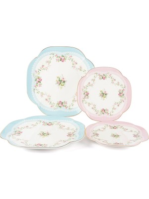 Mikasa Moor Rose Charm Porselen 2'li Pasta Tabağı ve 2li Servis Tabağı Seti