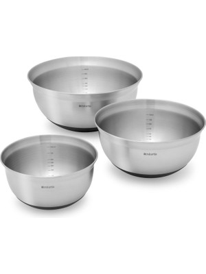 Brabantia Matt Steel 3'lü Paslanmaz Çelik Karıştırma Kase Seti̇