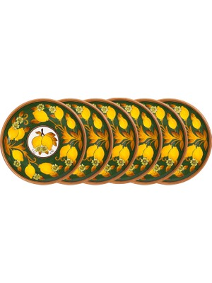 Feeling Good Inside Amalfi Coast Collection Golden Fall Çam Yeşili Seramik 6'lı Tabak Seti