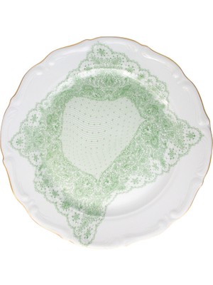 Gorgo Iruka Volante Dentelle Yeşil Porselen Tabak 27 cm