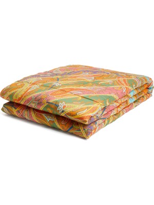 Etro Home Yaara Panel Turuncu Kapitoneli Yatak Örtüsü