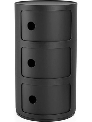 Kartell Componibili Mat Siyah 3'lü Modül