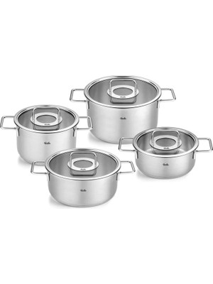 Fissler Pure Collection 8 Parça Cam Kapaklı Çelik Tencere Seti