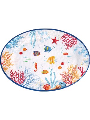 Easy Life Bora Bora Desenli Melamin Oval Servis Tepsisi