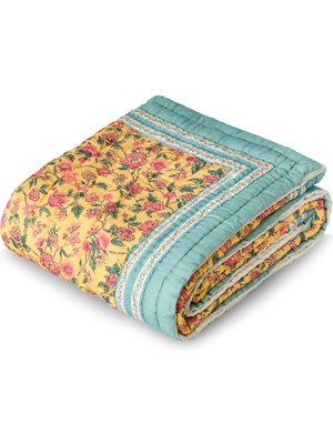 Uniqlooms Heaven Sarı Organik Pamuk El Yapımı Tek Kişilik Yatak Örtüsü 170 x 240 cm
