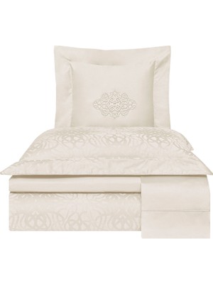Valeron Valois Ekru Pamuklu Jakar King Size Nevresim Takımı 240 x 220 cm