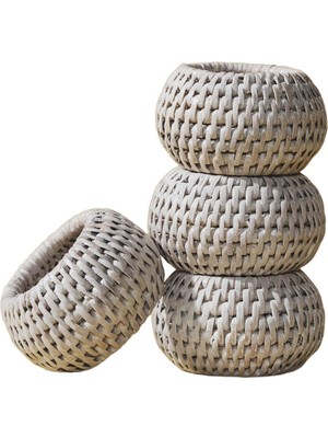 King Zoo Kalın 4lü Rattan Peçete Halkası