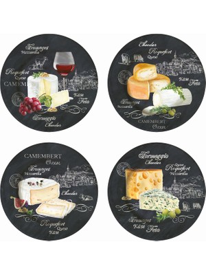 Easy Life World Of Cheese Porselen 4'lü Peynir Tabağı Seti