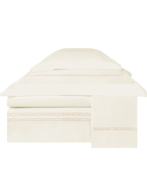 Valeron Maillon Pudra Işlemeli Pamuk Saten Çift Kişilik Nevresim Takımı 200 x 220 cm