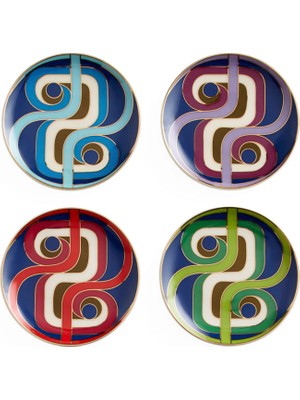 Jonathan Adler Madrid Çok Renkli Porselen 4lü Bardak Altlığı Seti