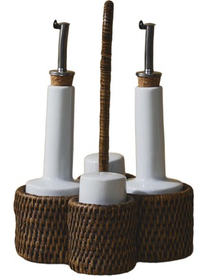 King Zoo Rattan Yağlık Tuzluk Seti