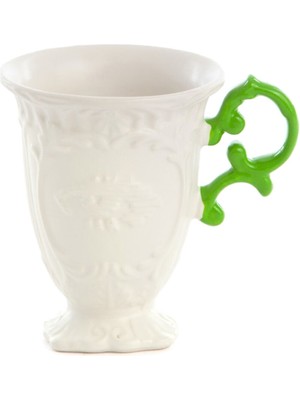 Seletti I-Wares Beyaz Porselen Yeşil Kulplu Kupa