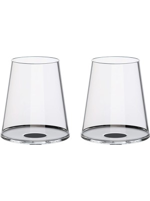 Split Glass Siyah Cam 2'li Kırmızı Şarap Kadeh Bardağı