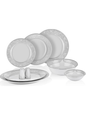 Noritake Flanders Platinum Beyaz 54 Parça 12 Kişilik Yemek Takımı