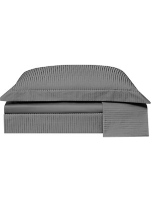 Valeron Linea Antrasit Jakarlı Pamuk Süper King Size Nevresim Takımı 260 x 240 cm