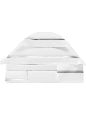 Valeron Trio Antrasit Işlemeli Saten King Size Nevresim Takımı 240 x 220 cm
