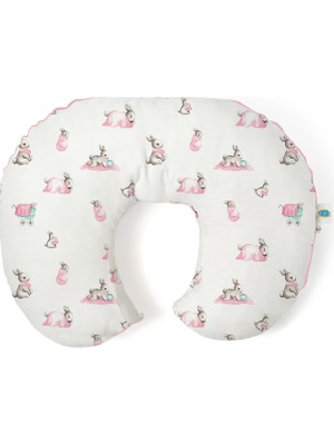 Deux Lapins Bebe Lapin Rose Müslin Bebek Emzirme Destek Yastığı