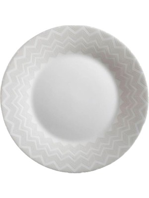 Missoni Home Beyaz Gri Zik Zak Yuvarlak Porselen Pasta Tabağı