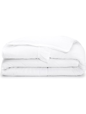 Barine Frill Beyaz Keten Çift Kişilik Nevresim Kılıfı 200 x 220 cm
