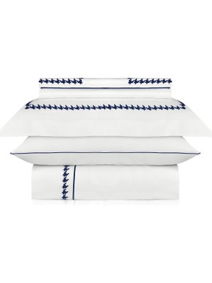 Rumija Home Serengeti Otel Collection Luxury Lacivert Nakışlı Pamuk Saten Çift Kişilik Nevresim Takımı 200 x 220 cm