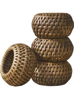 King Zoo Kalın 4lü Rattan Peçete Halkası