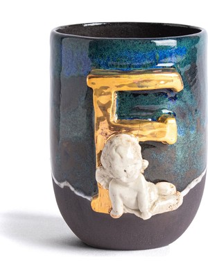 Moon Art Ceramic Angel F Harfli Antik Seramik Kupa