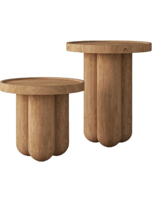 Deek Objects Ahşap Mantar Sehpa 2'li Set