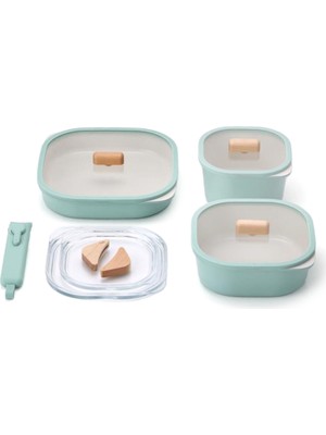 Neoflam Fika Comfort Yeşil Seramik Tencere ve Tava Seti