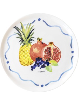 The Mia Furutta Meyve Desenli Beyaz Seramik Servis Tabağı 30 cm