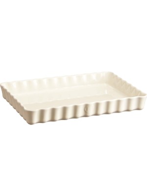 Emile Henry Ekru Seramik Dikdörtgen Tart Börek Fırın Kabı 33X24 cm