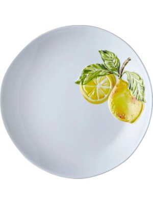 Chiara Alessi Amalfi Limon Kabartmalı Beyaz Tabak