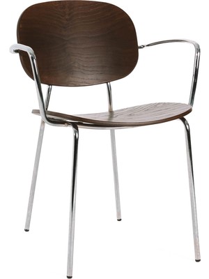 Sancaklı Design Harigariga Vondel Krom Ceviz Rengi Sandalye