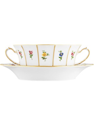 Fürstenberg Grecque Mille Fleurs Porselen Çorba Kasesi ve Tabağı 17 cm