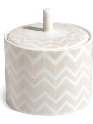 Missoni Home Beyaz Gri Porselen Şekerlik