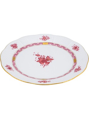 Herend Apponyi Desenli Pembe Porselen Yemek Tabağı 25.5 cm