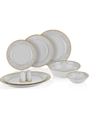 Noritake Flanders Gold Beyaz 54 Parça 12 Kişilik Yemek Takımı