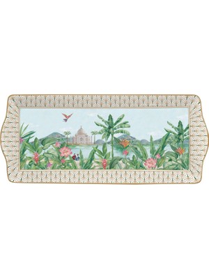 Easy Life Paradise Sauvage Bitki ve Hayvan Desenli Porselen Sunumluk 30 cm