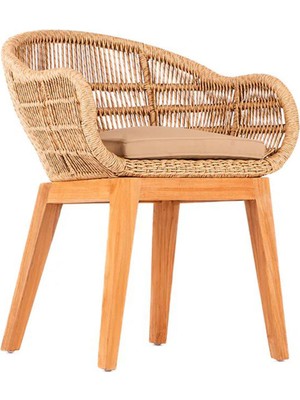Vitello Amora Krem Rengi Rattan Bahçe Sandalyesi