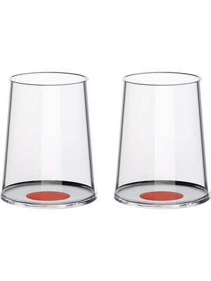 Split Glass Krımızı Cam 2'li Beyaz Şarap Kadeh Bardağı