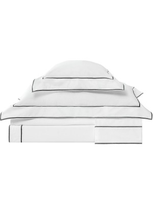 Valeron Duo Antrasit Işlemeli Saten Çift Kişilik Nevresim Takımı 200 x 220 cm