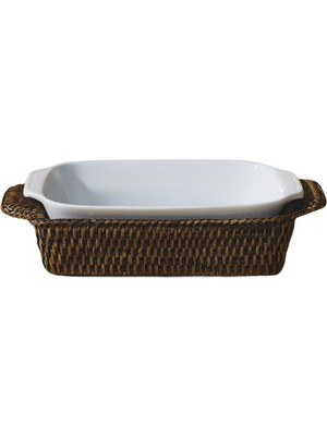 King Zoo Mini Dikdörtgen Rattan Fırın Kabı