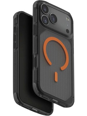 Uniq Combat Active iPhone 17 Pro Siyah Turuncu Magsafe Uyumlu Telefon Kılıfı