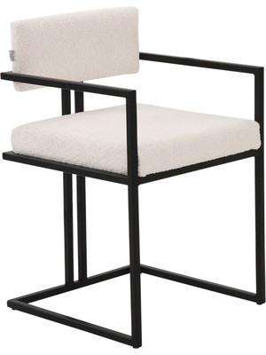 Solano Design Tush Beyaz Metal Yemek Odası Sandalyesi