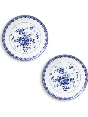 Klevering Delft Mavisi Desenli 2'li Porselen Tabak Seti