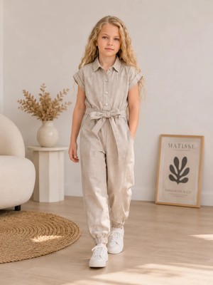 Kids Çocuk Kız Çocuk Gabardin Gömlek Pantolon Takım 2 Parça (3-12YAŞ)