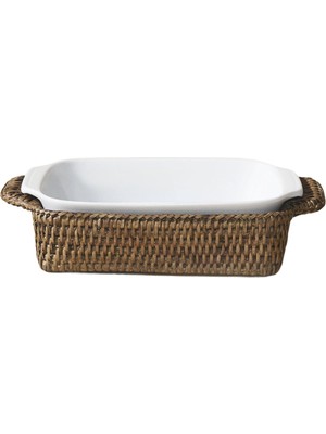 King Zoo Mini Dikdörtgen Rattan Fırın Kabı