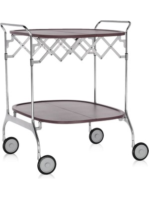 Kartell Gastone Mat Mürdüm Metal Tekerlekli Servis Masası 23 x 90 cm