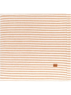 Barine Linen Taba Çizgili Keten Masa Örtüsü 150 x 250 cm
